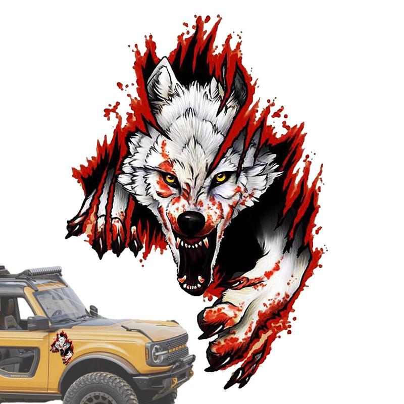 Wolf Head Sticker Fun Wolf Window Decals Waterproof Car Body PVC Labels Decor Car Accessories Exterior Decorations For Truck