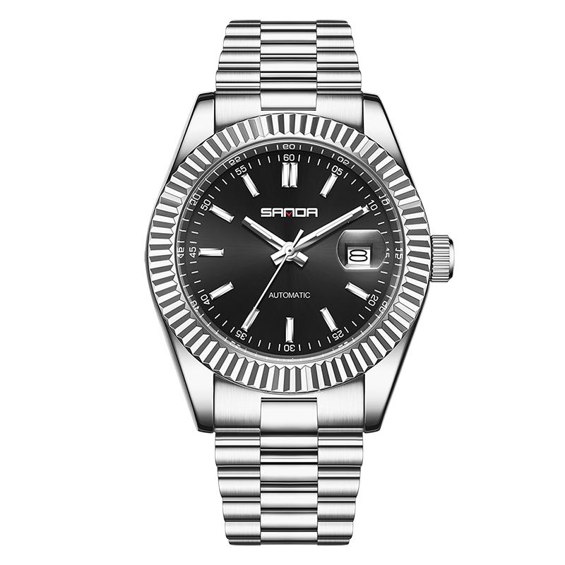Herren Automatische Mechanische Uhr für Mann Europäisch Amerikanisch Business Freizeit Armbanduhren Luxus Silber Leuchtend Wasserdicht Uhr