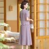 2026 New Chinese Style Elegant Short-Sleeve Summer Dress for Middle-Aged and Elderly Women