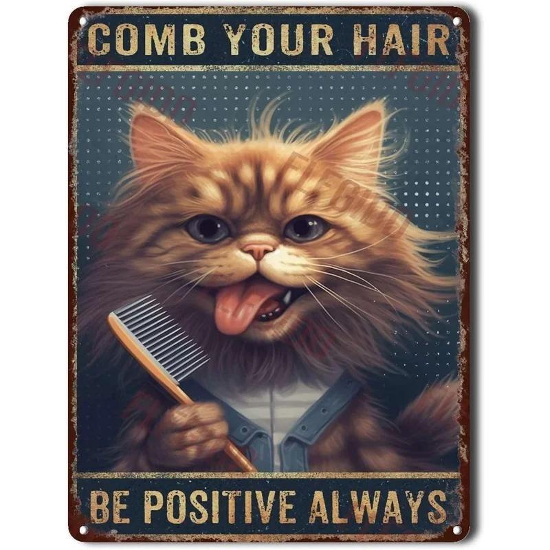 Funny Cat Retro Poster, Aluminum Metal Wall Decor 20x30cm