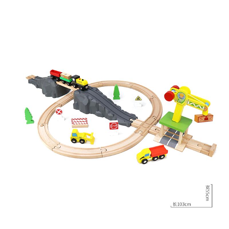 

Детский деревянный набор для треков, магнитный поезд, сборка, комбинированный подвесной мост, деревянная игрушка для мальчика и девочки, подарок