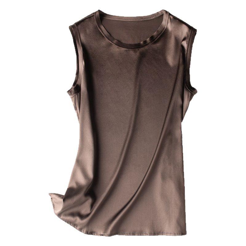 Women's Summer Silk Camisole - Mulberry Satin Solid Sleeveless Top
