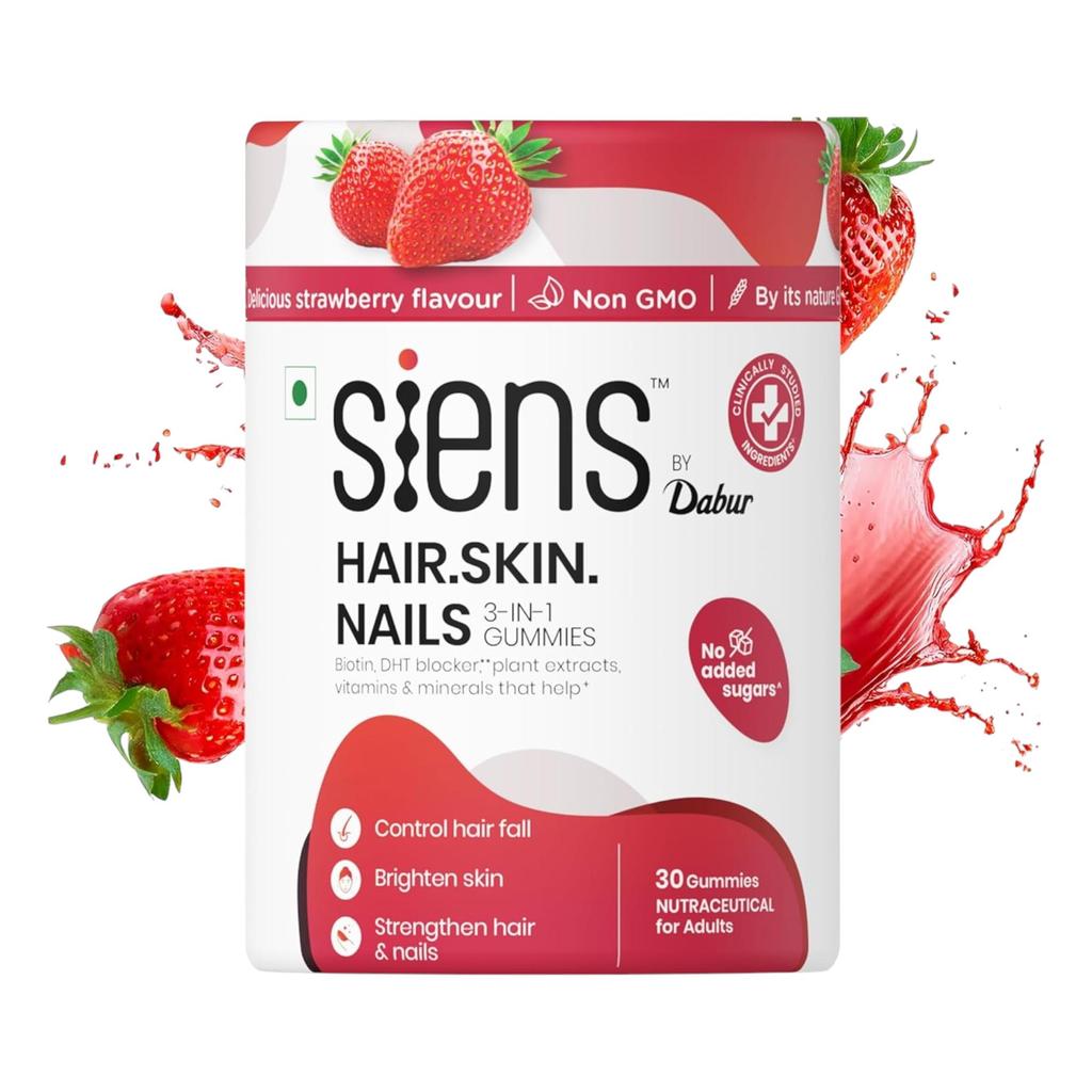 Siens By Dabur Hair Skin & Nails Gummies 30 Count | 3-in-1 Biotin Supplement For Radiant Skin, Strong Nails & Healthy Hair Growth Support
