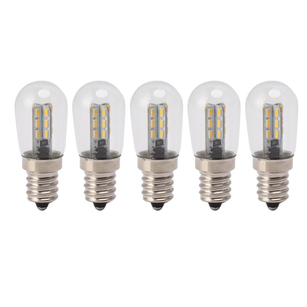 

5 Pack 24 SMD3014 LED Beads Refrigerator Light Bulbs E12 Fridge Lamp Bulbs Sewing Machine Warm White 2700K