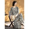 Demana Women's Retro Printed Satin Midi Dress