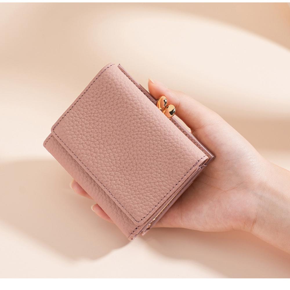 Premium Women's RFID Blocking Genuine Leather Wallet with Alloy Trim, Compact Coin Pocket & Anti-Theft Design
