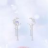 Exquisite Planet Moon Butterfly Earrings, Sparkling Crystal Asymmetrical Pendant, Party Style Light Luxury Tassel Jewelry