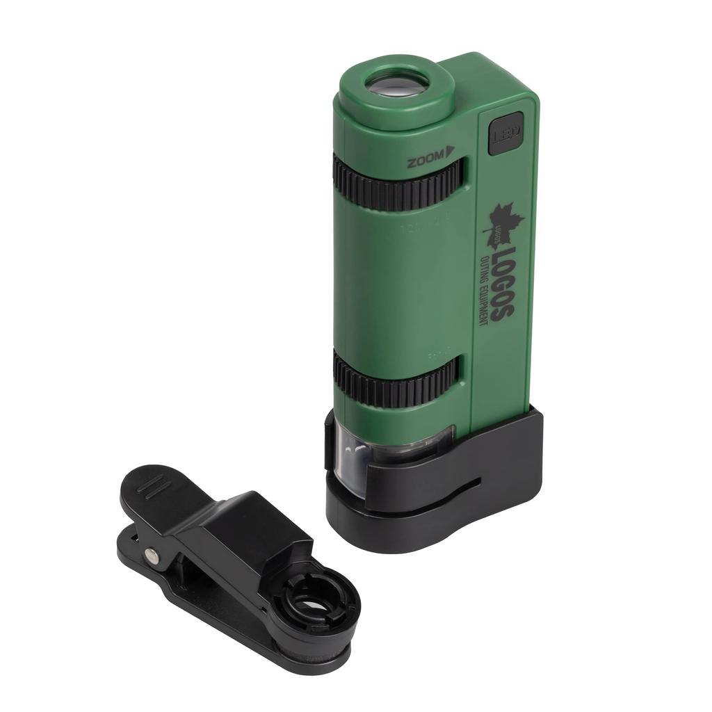 Kenko LOGOS Handheld Microscope with Smartphone Adapter, 120-240x Magnification, LED Light, and Neck Strap, Green, LK-ST240