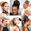 MISSQUEEN Messy Chignon Donut Hair Bun Pad Elastic Hair Rope Rubber Band Synthetic Hairpiece Black Gary Brown Color