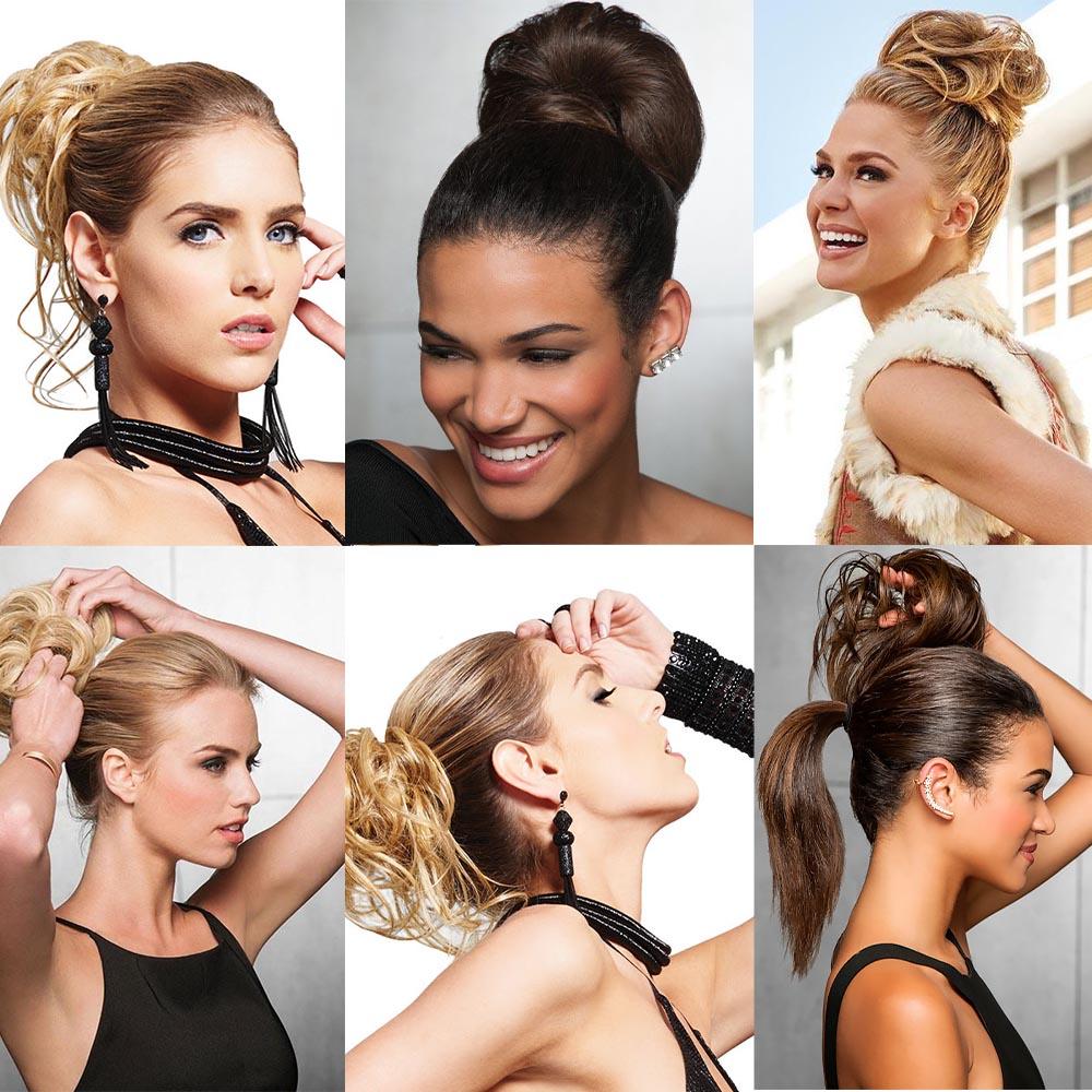 MISSQUEEN Messy Chignon Donut Hair Bun Pad Elastic Hair Rope Rubber Band Synthetic Hairpiece Black Gary Brown Color