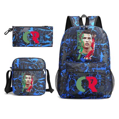 CR7 Ronaldo Backpack Canvas Backpack School Bag Rucksack Shoulder Bag Pencil Bag Teenage School 3 Piece Backpack Bag