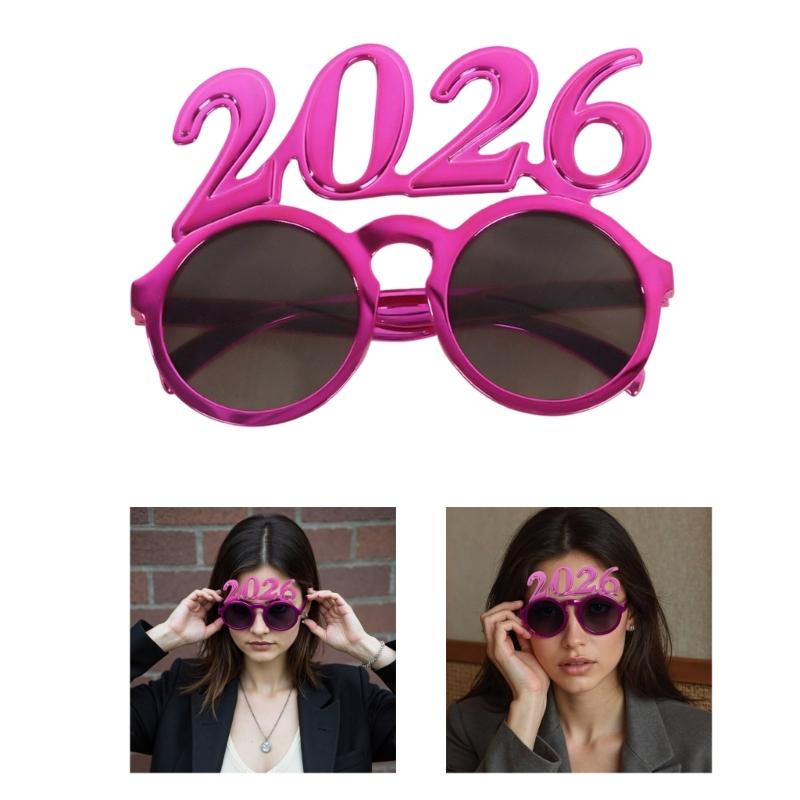 2026 Feestbril Met Ronde Glazen Nieuwjaarsviering Oogbescherming Praktische PC Universele Feestbril Voor Vrouwen