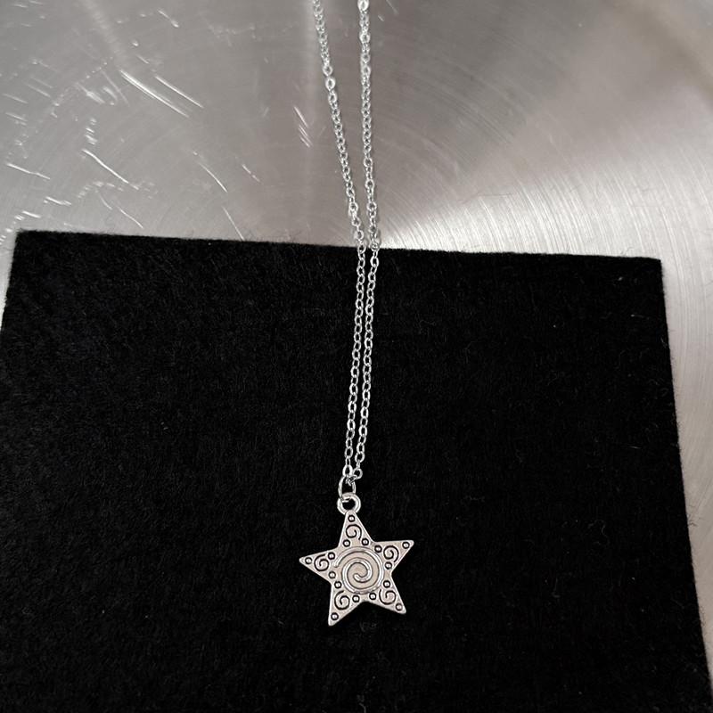Y2K Star Cross Charm Necklace Unisex Grunge Punk Fashion Jewelry Pendant Accessory for Women And Men 45cm