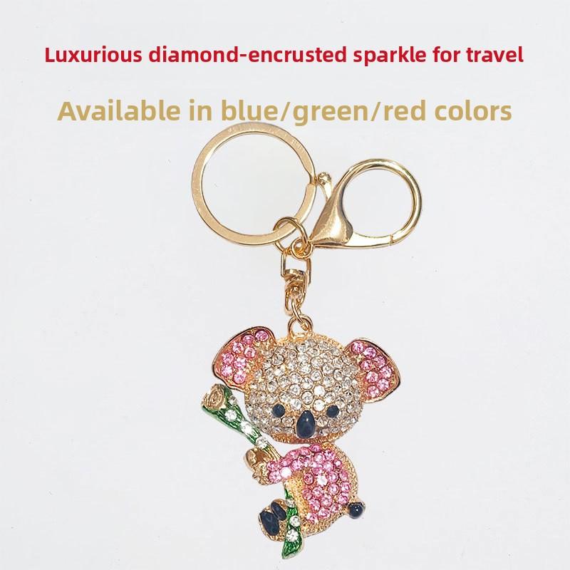 Chinese Style Bear-shaped Car Keychain, Women's Bag Hanger, Metal Keychain Ring