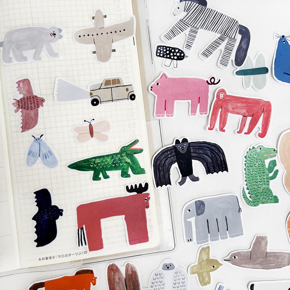 Cute Animal Stickers Funny Personalized Animal Stickers New Hand-Painted Decals for Journal Diary Scrapbook Photo Album Decor