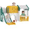 7-in-1 Kids Slide, Indoor Playground, Climbing Frame, House, Board, Basketball Hoop, 1-4 Years, Plastic, Yellow+Green