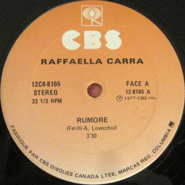 

12inch Record RAFFAELLA CARR Rumore Bobo Step 12C48165 CBS 1977 Canada SoulFunk Used