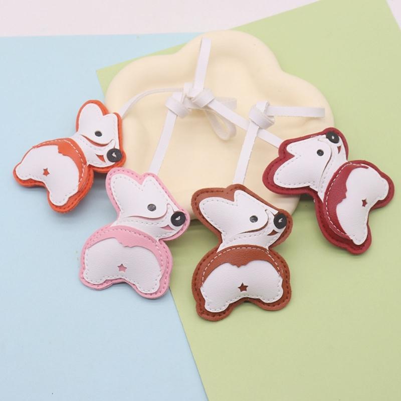 PU Leather Corgi Keychain Cute Dog Accessory Decoration Lightweight PU Craft Pendant For Daily Bag Styling