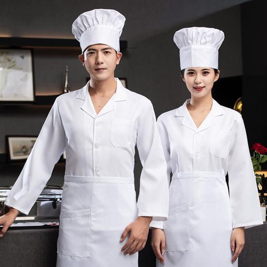 Unisex Chef Restaurant Jacket Lapel Short Sleeve Patch Pocket Chef Coat Men Women Single Breasted Kitchen Wear Waiter Bakery Uniform