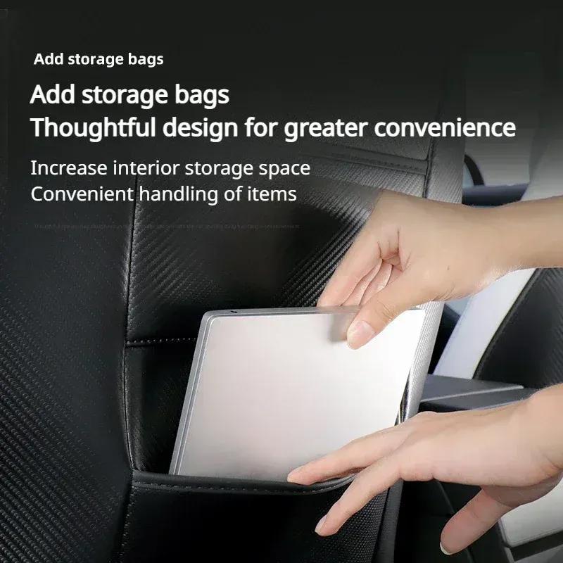 For Tesla Model 3 Highland Model Y Juniper 2025 Seat Kick Pad Leather Back Anti Kick Protector Cover Seat Back Pads Accessories