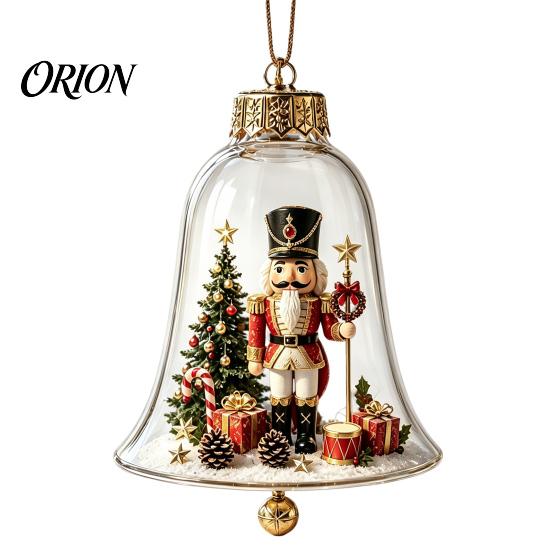 Miniature Holiday Scene Hanging Balls 3D Christmas Bell Ornament, Winter Clear Decoration with Santa Reusable Festival Ornaments Snowman Reindeer