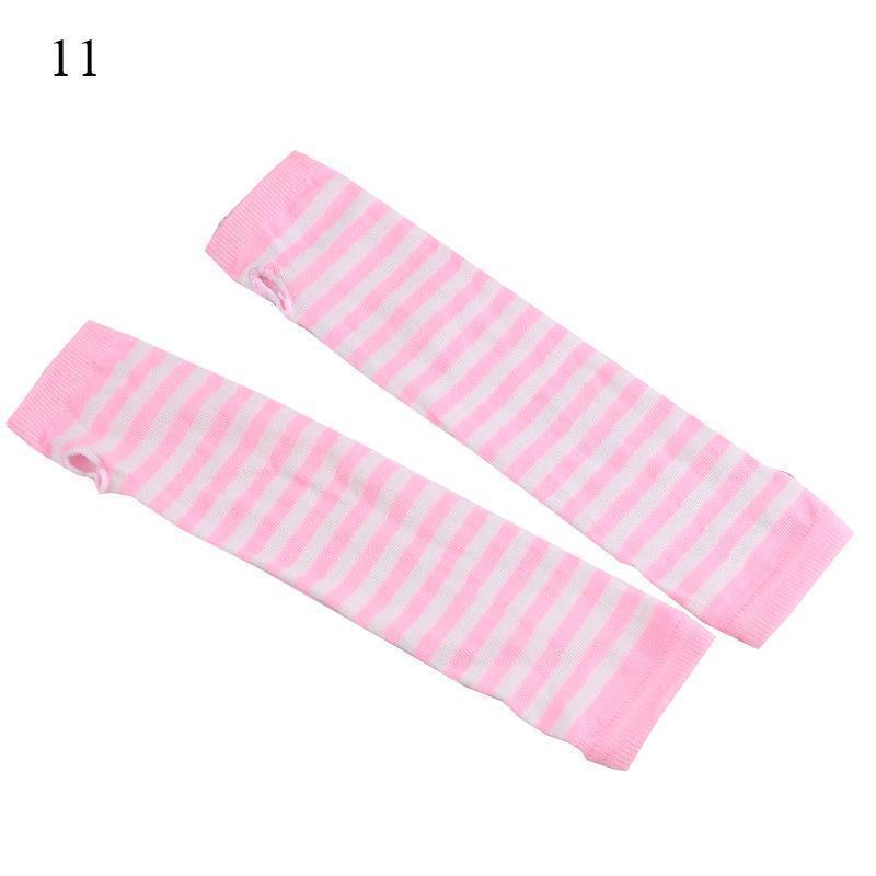 Striped Elbow Gloves Women Emo Gloves Winter Warm Long Sleeves Gloves Women Fingerless Stripe Hip-Hop Knitted Elbow Mittens