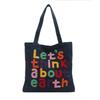 with Inner Bag Canvas Shopping Bag Colorful Letter INS Tote Bags Letter Embroidery Handbag  Women