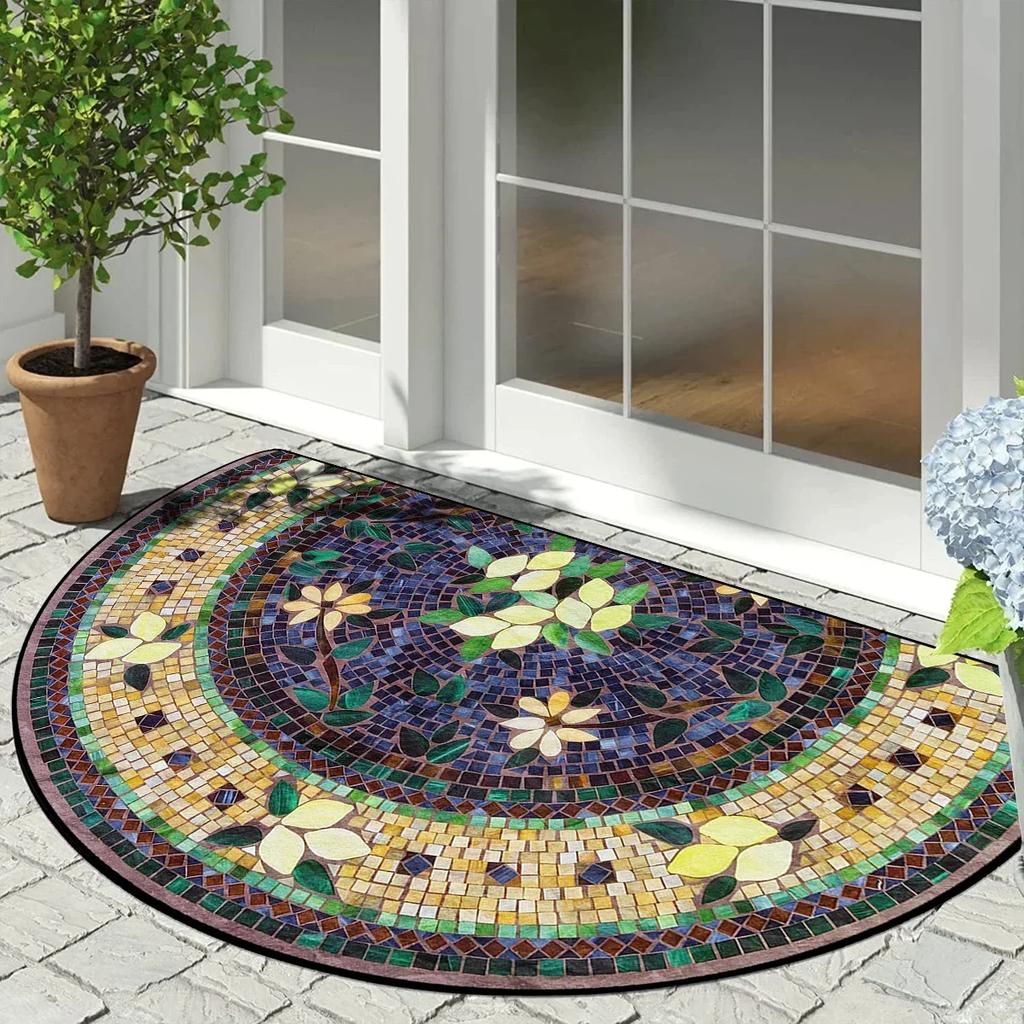 Entrance Carpet Home Door Entry Mat Outdoor Garden Decorative Carpets Luxury Welcome DoorMats Semi-circular Rug Tapete De Entra