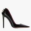Fashion Roman Red Black Rivet Thin High Heels Shose 2024 New Women's Spring Summer Sexy Pointy Metal Buckle Show High Heels Size 34-44