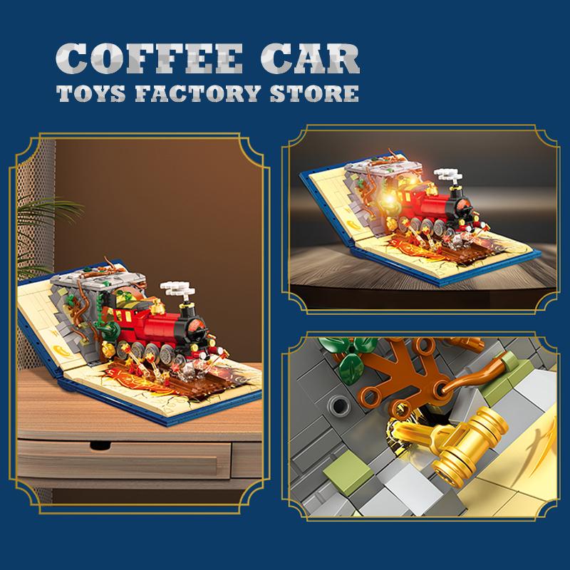 LED Magic Train Construction Blocks Puzzle Playthings Locomotive Station MOC Bricks Books Movie 3D Model Children Adult Birth Date Gifts DIY