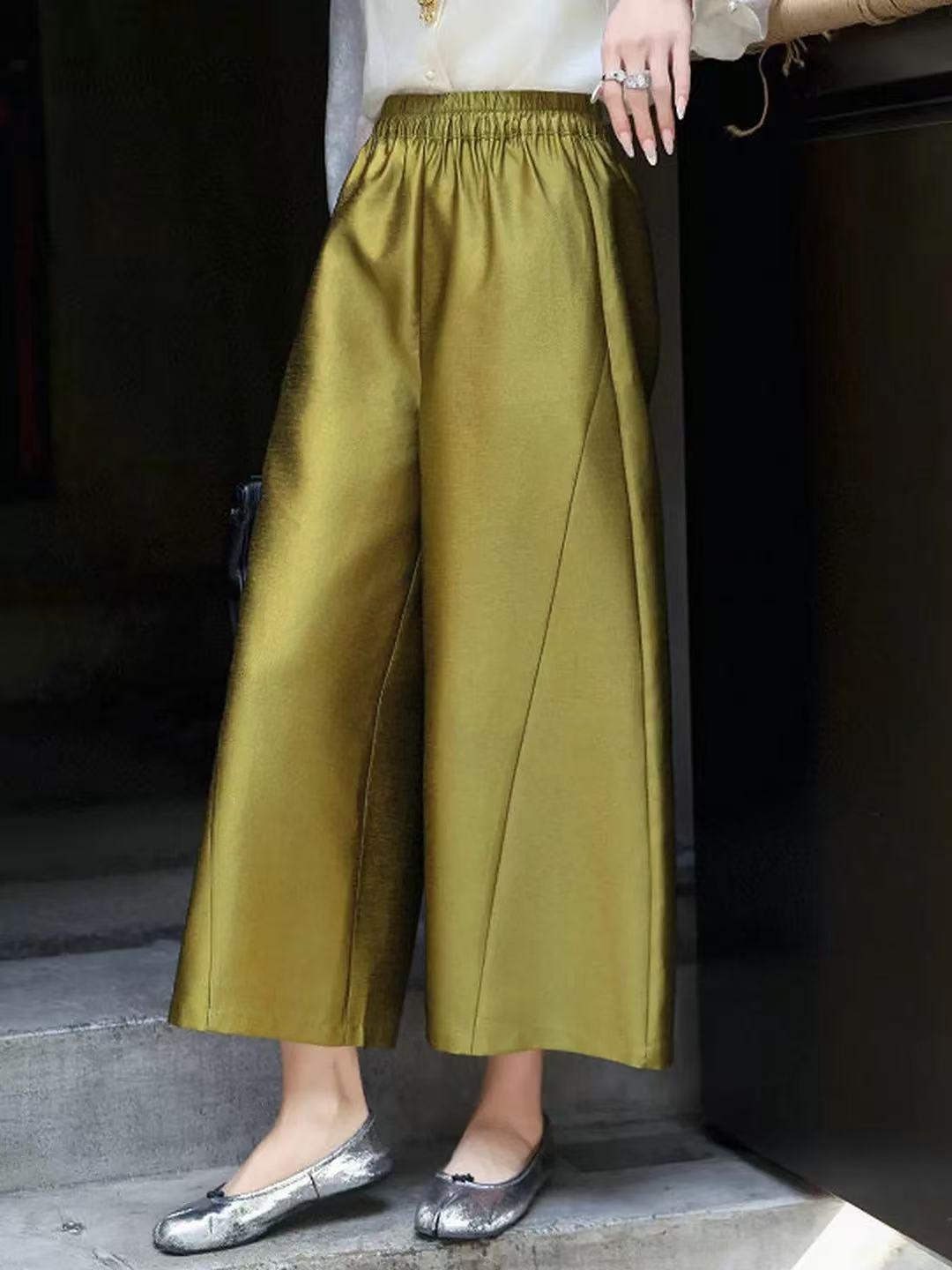 2026 Spring New Arrival: Women s Rayon Casual Wide-Leg Pants - Chinese Style, Versatile and Loose Fit XL