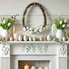 Plastic Easter Door Wreath With Artificial Eggs Flower Decoration Garland For Home Spring Party Celebration