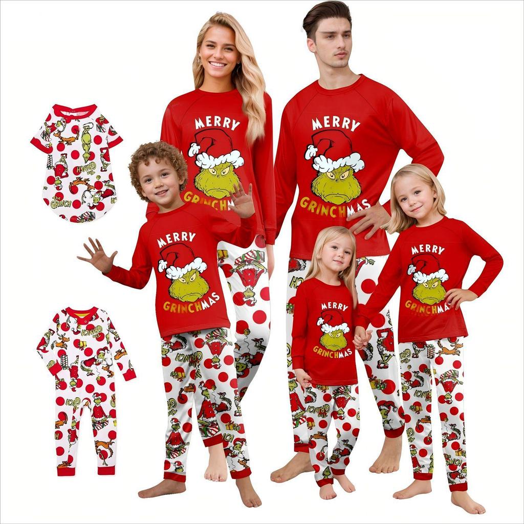 Family Christmas Festival Pajama Set - Long-Sleeved, Round Neck Holiday Design