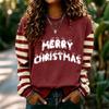 Women's Fashion Long Sleeve Christmas Print Neck Pullover Sweatshirt Top