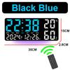 Large Digital Wall Clock with Atmosphere Lights Remote Control Temp Humidity Display LED Table Clock Multifunctional Alarm Clock