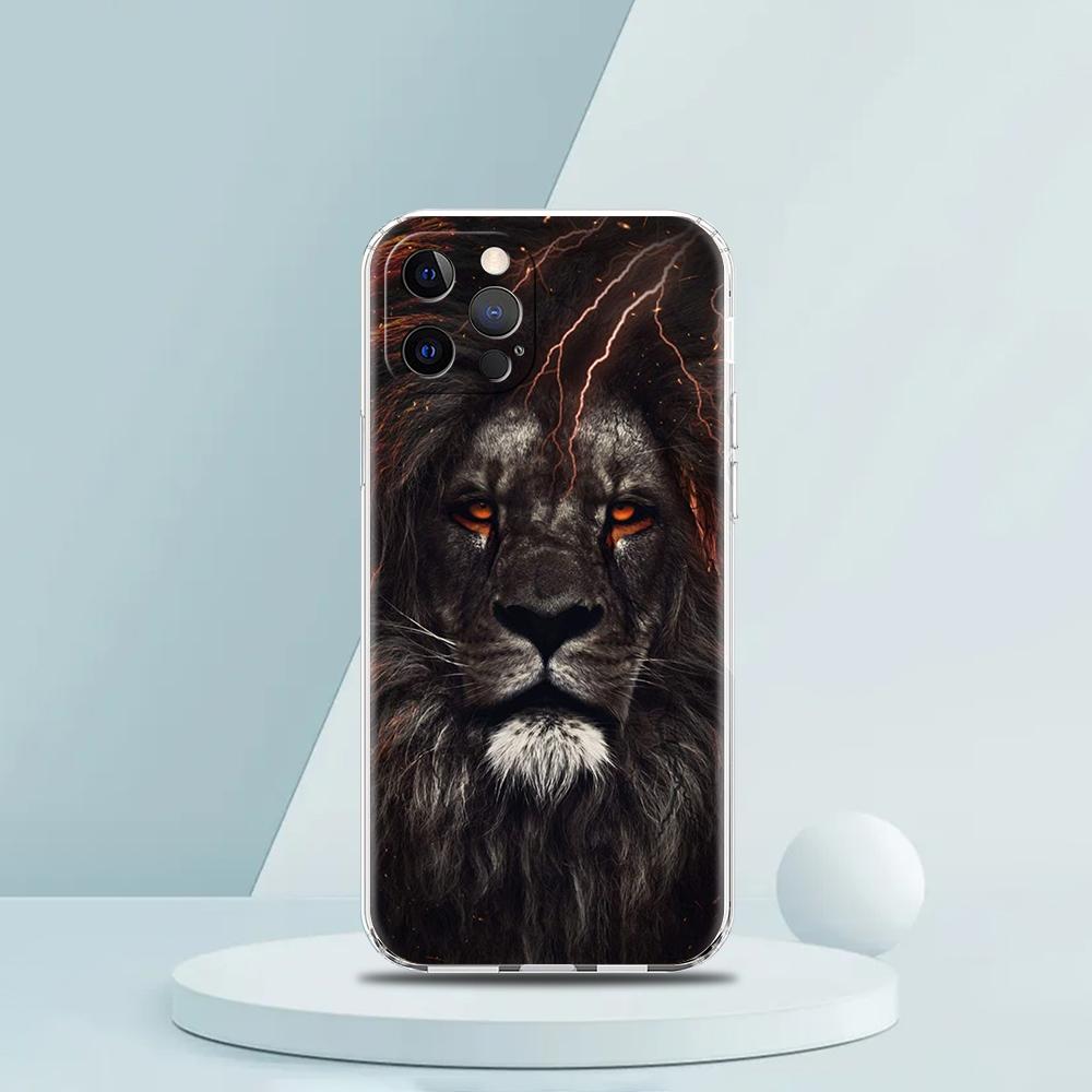 Animal Lion Wolf Tiger Case for iPhone 16 15 14 13 12 Pro Max Cover Transparent Soft for iPhone 11 Pro Max 7 8 Plus XS XR Bags