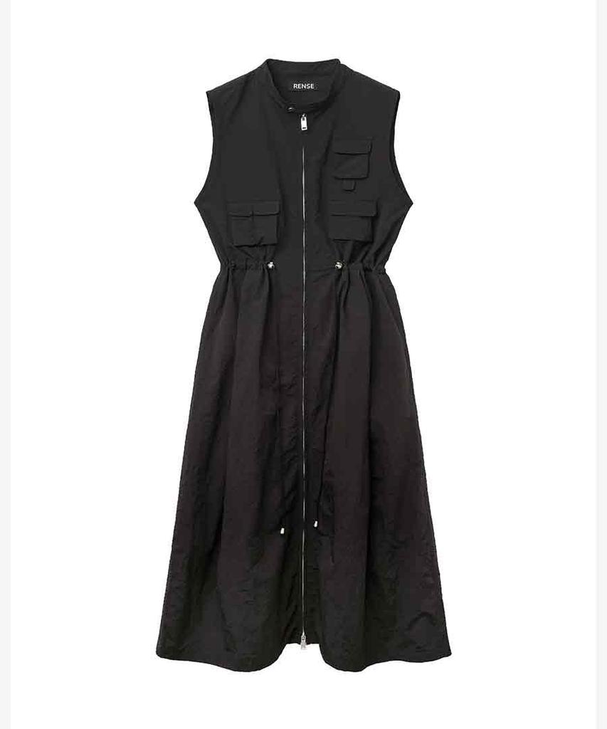 Lense Multi-Pocket Long Dress Black