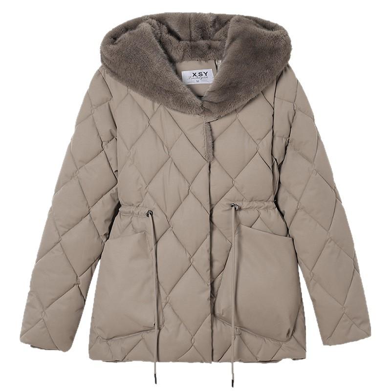 American hooded fur collar pie overcomes cotton clothes women's winter thickened warm retro short tooling cotton coat