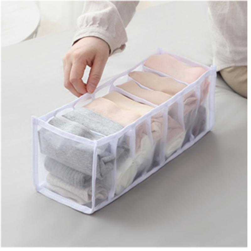 6/7/11 Compartments Underwear Storage Box, Home Underwear Bra Sock Cabinet, Drawer Style Fabric Mesh Partition And Sorting Box