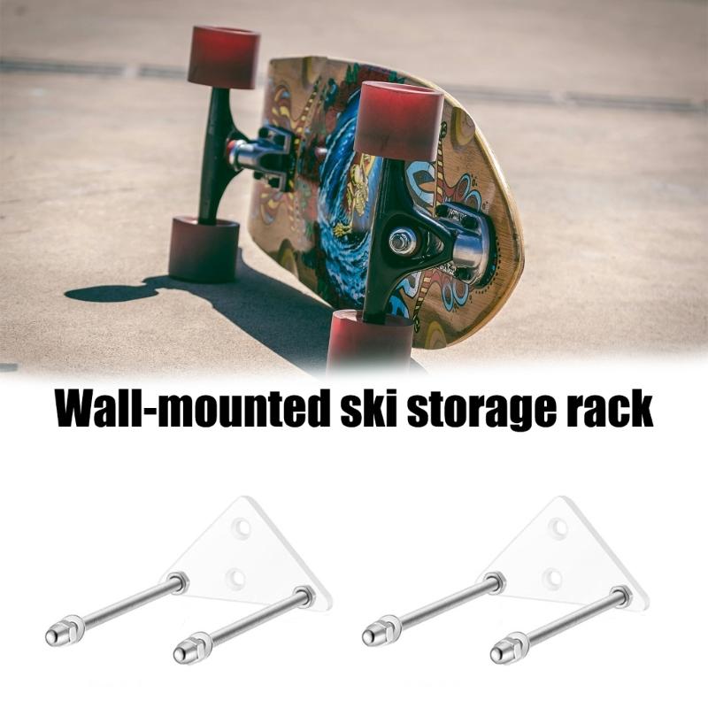 Sturdy Acrylic and Metal Ski Boards Wall Mounted Storage Rack Easy Installation Storage Solution for Sports Equipment