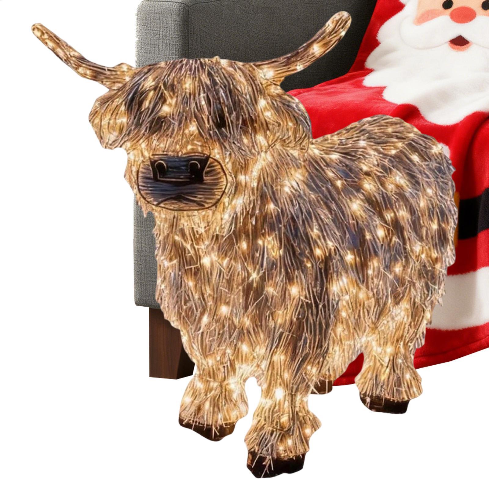 

3D Светящаяся Шотландская Соломенная Корова 11 Дюймов Высотой Светящаяся Смоляная Фигурка Коровы Декор для Сада, Двора, Газона, Фермы, Крыльца CN