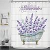 Wood Paneled Flower Shower Curtain, Vintage Flower Farm Cart Sunflower Butterfly Lavender Geometric Bible, Bathroom Decoration