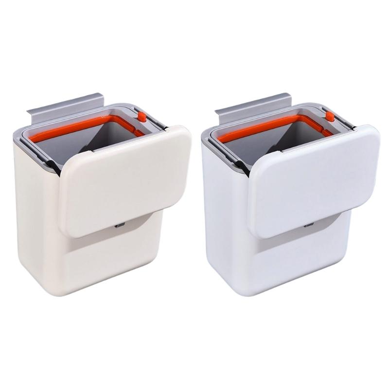 Hanging Kitchen Trash Can with Lid 9L Large Capacity Compost Bin for Under Sink or Countertop
