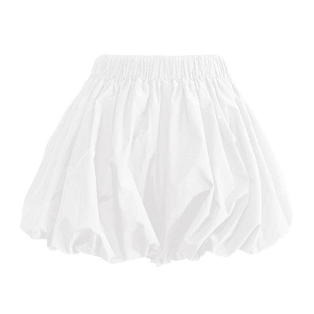 Women's High-Waist Puff Skirt Shorts - Summer Black A-Line Bubble Lantern Design