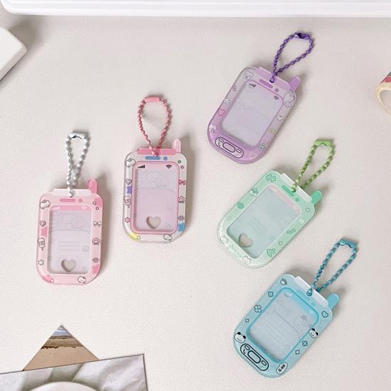 Acrylic Mini Card Holder Cute Cartoon Phone Badge for ID Photos Keychain Display Hard Protective Sleeve for School Office & Collectibles