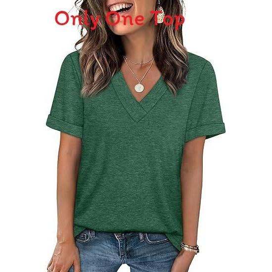 Casual Womens T Shirt With V Neck And Cotton Fabric For Summer And Spring Comfort
