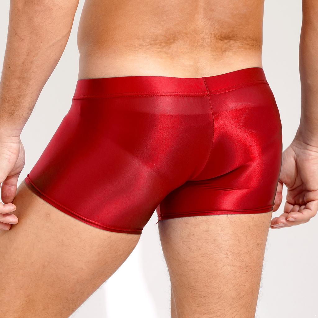 Mens Glossy Boxer Briefs Low Rise Underpants Swim Shorts Pool Party Beach Volleyball Beachwear Shorts