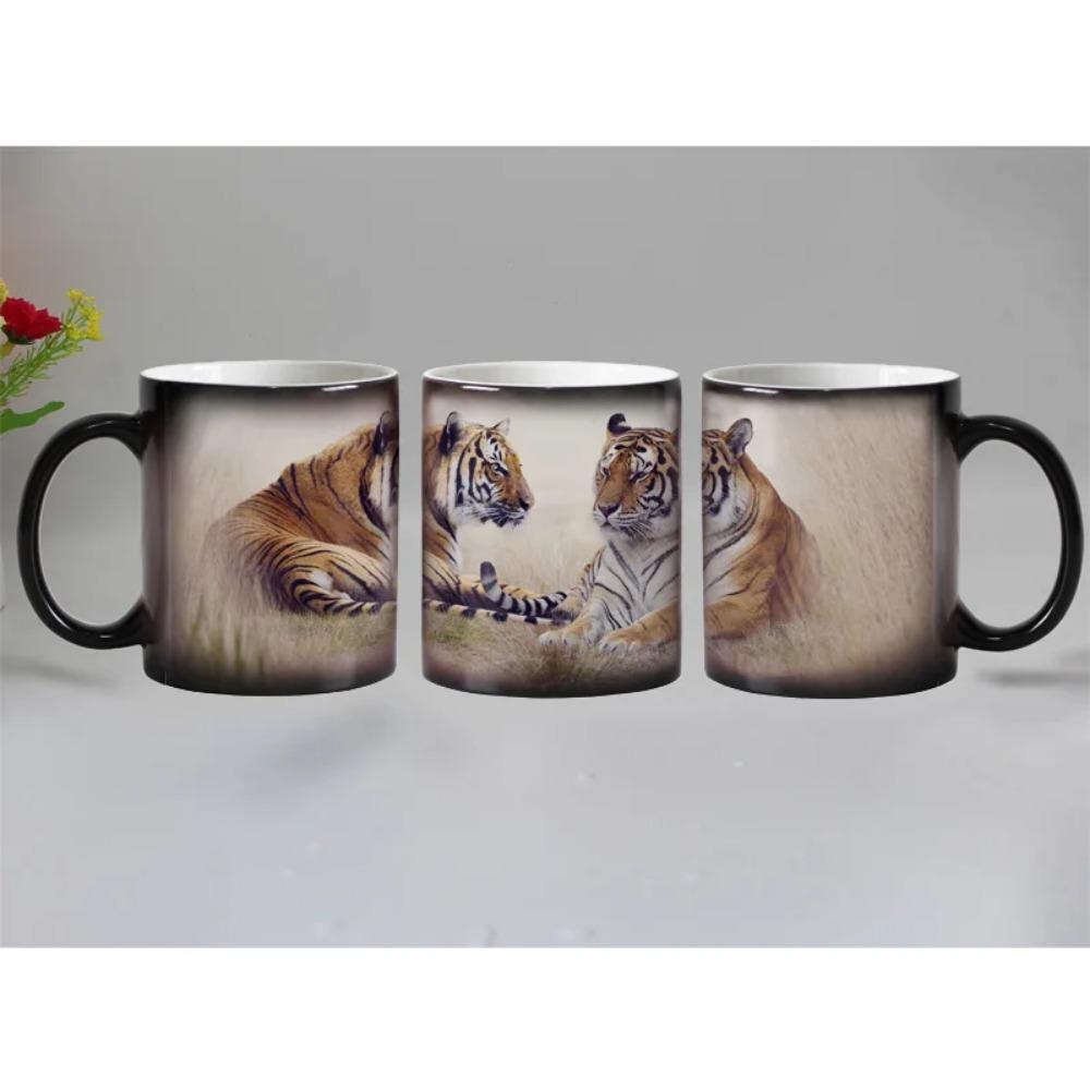 Tiger Ceramic Color Changing Coffee Mugs, Magic Tea Cup, Super Gift, Novelty, Animal, Funny, 330ml