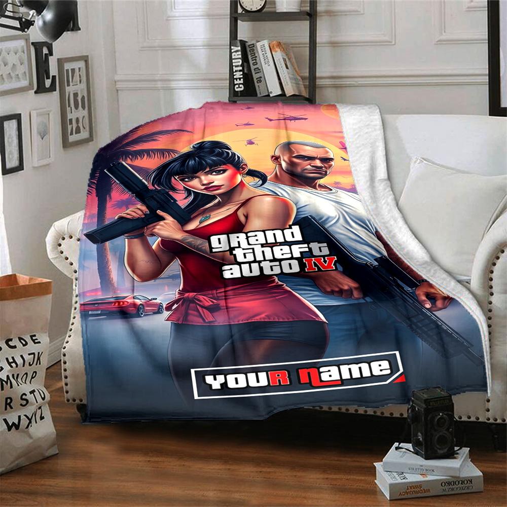 Gta Customize Your Name Blanket Cozy Personalized Blanket Warmthful Decor Throw For Picnics Home Decor Living Room Nap for All Occasions