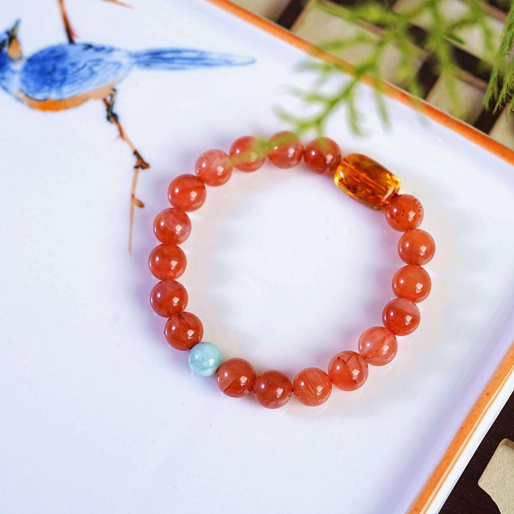 Elegant Southern Red Agate Beaded Bracelet with Tassel – Fashion Light Luxury Women's Jewelry
